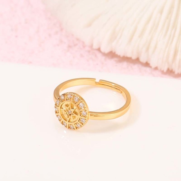 Factory Wholesale Fashion Simple 14K Gold Plated Finger Rings Jewelry Women Adjustable CZ Rings