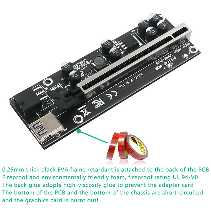 009S плюс рослость 1x PCIE к графическому минированию Bitcoin GPU Rfor расширения 16x для Bitcoin