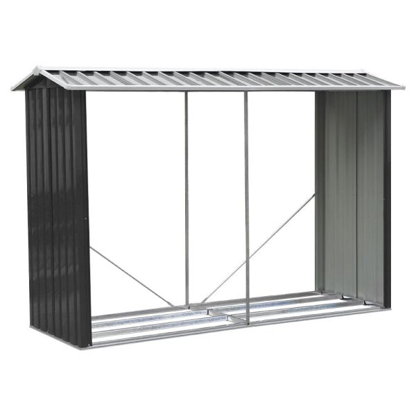 AJUNION Metal Outdoor Firewood Log Rack Shed for Easy Assembly and Garden Storage