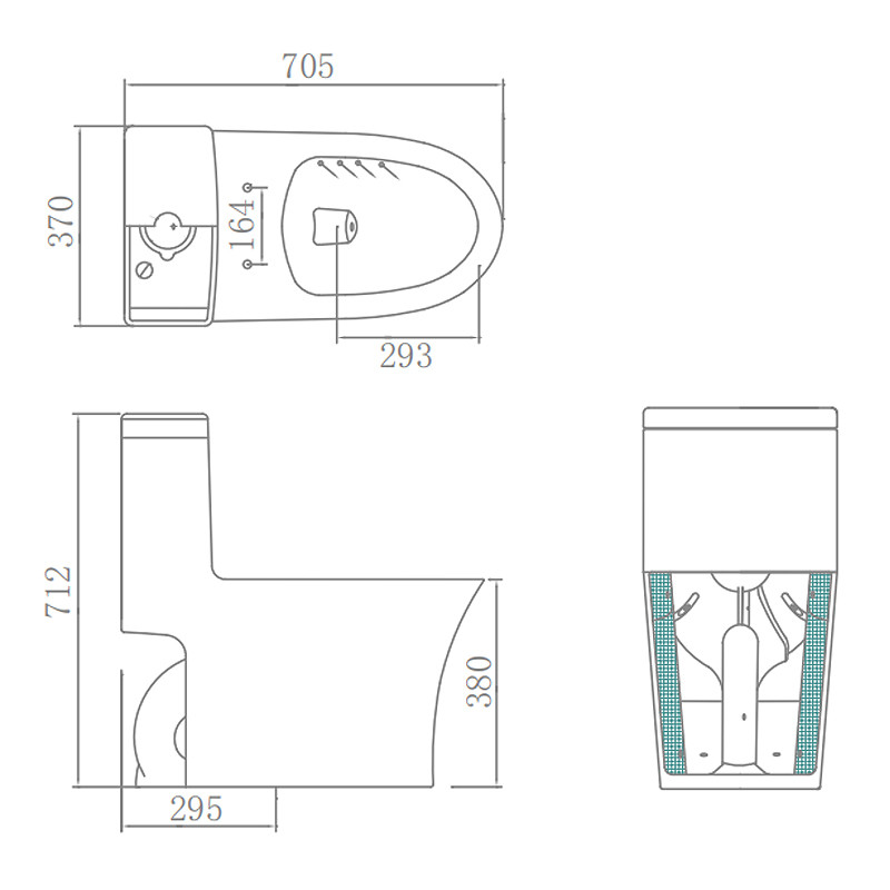 Керамическое одиночное сидение унитаза 705×370×712mm части для Bathroom