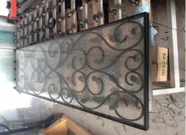cheap price black color wrought iron glass