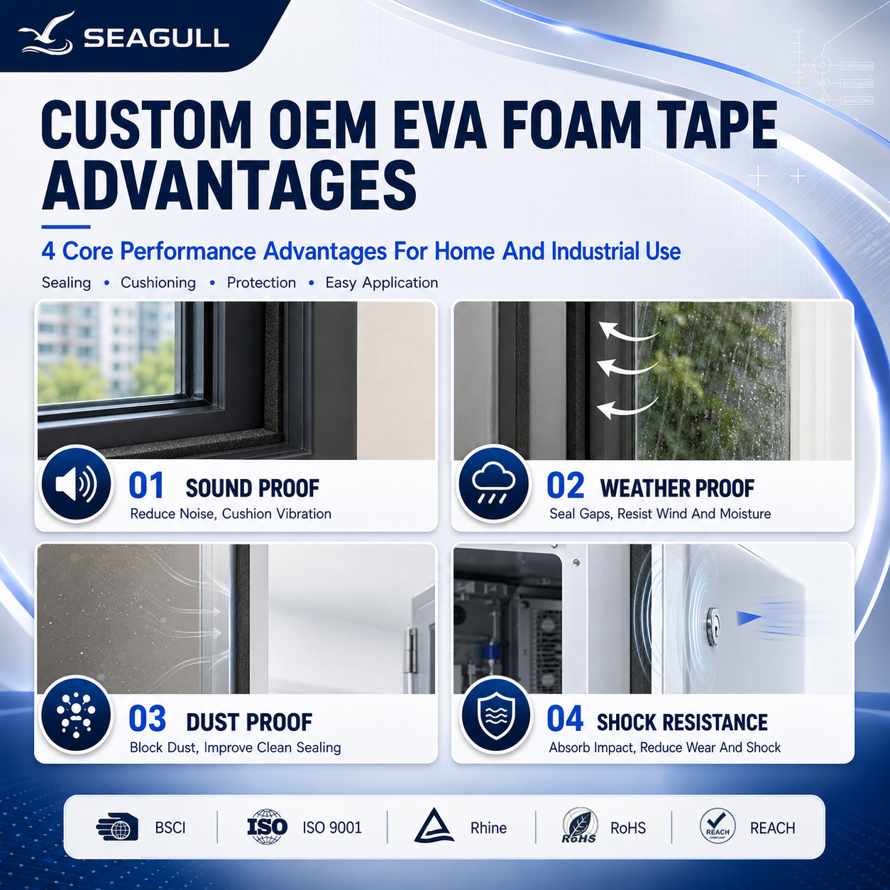 Custom Width Double Sided Industrial Adhesive EVA Foam Mounting Tape Manufacturer