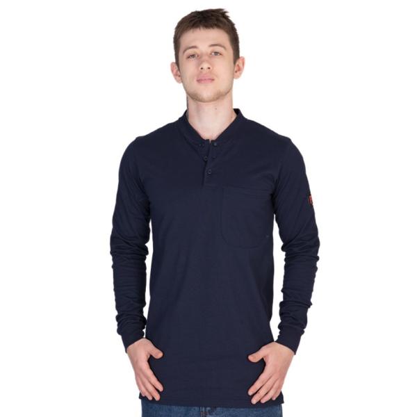 NFPA2112 Navy FR Shirt Mining Industry Work Henley T Shirt FR Men Cloth