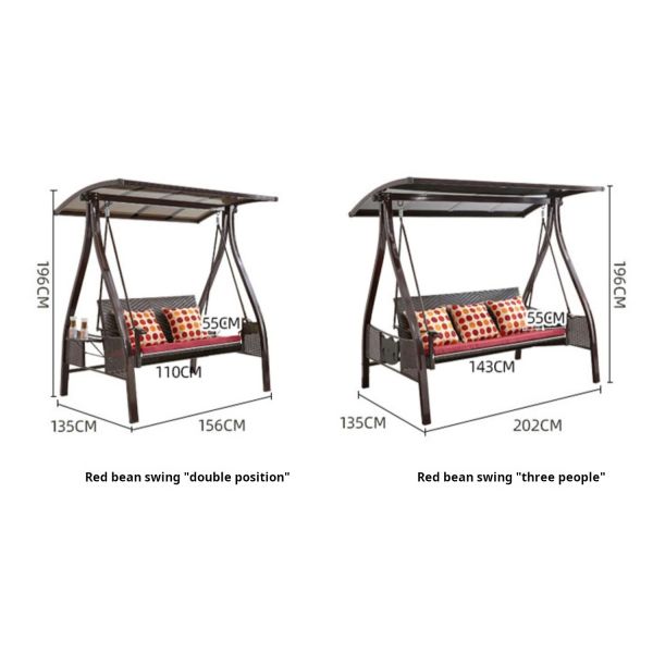 Outdoor Leisure PE Rattan 3 Person Steel Porch Swing With Canopy