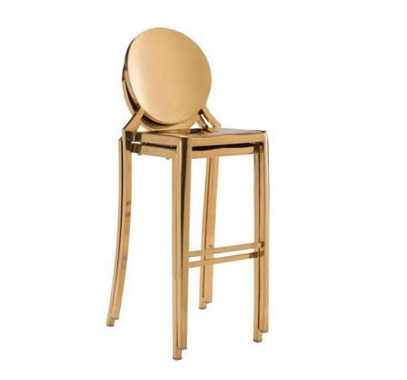 Hot sales Gold Stackable Stainless Steel frame Round back Armless Bar Chair Barstool