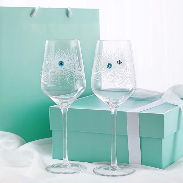 Pantone Ivory Board Wine Glasses Gift Box Packaging With PP Rope Handle