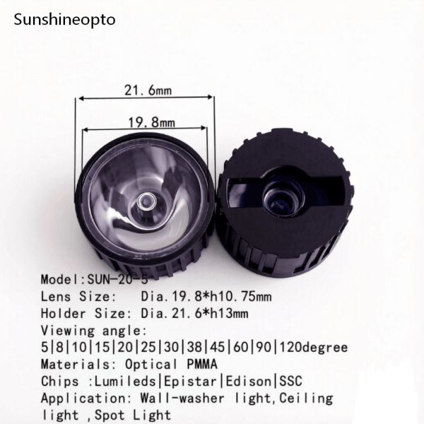 19.8mm LED Optical Lens with 15x45 Degree Beam Pattern PMMA Lens for Emergency, Beacon and Flashing Lights