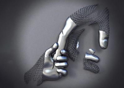Love Hands Design Stainless Steel 3D Metal Wall Sculpture Matt Finish