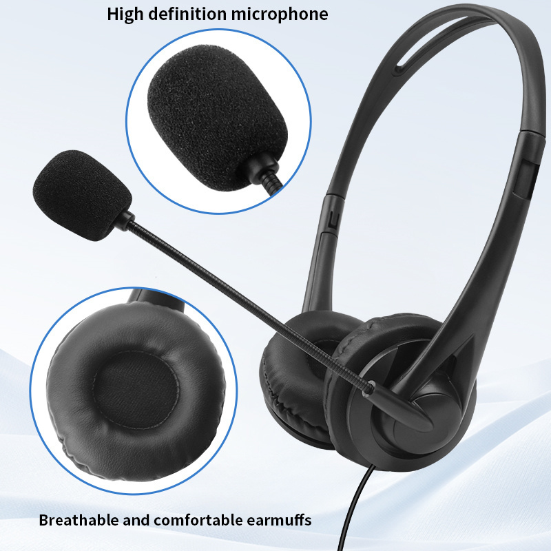 JTY-430 professional call center earphones with microphone, multiple plugs USB/Type-C/3.5mm wired earphones, comfortable to wear earphones, suitable for online learning and business conference calls