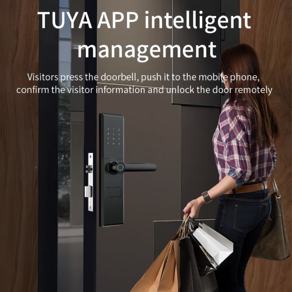 Qleung S829 Tuya Wifi Remote Control Digital Lock Fingerprint Password Key Card Access Smart Home Door Lock