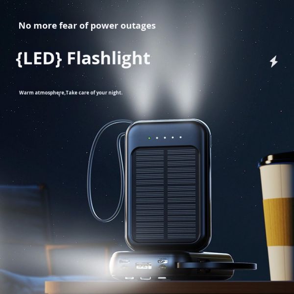 Micro USB Solar Wired Power Bank 10W Mini Compact Portable Charger Outdoor Battery