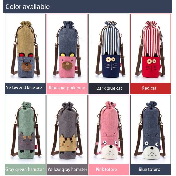 2019 Hot-Selling BPA FREE Collapsible cute cartoon sleeve water bottles bags