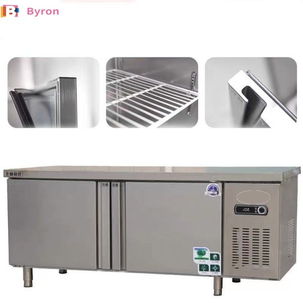 Pull Open Workbench Freezer 2 Door Automatic Defrost Adjustable Shelves