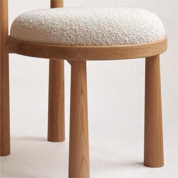 Oak Wooden Cashmere Dining Chairs Lamb Velvet For Modern Office
