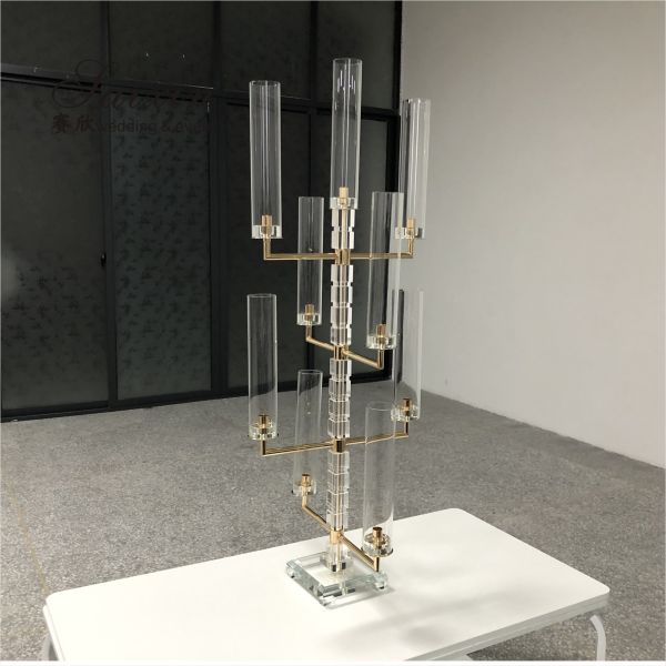 Hot ! wedding & home decoration flower stand single square crystal column candle holder