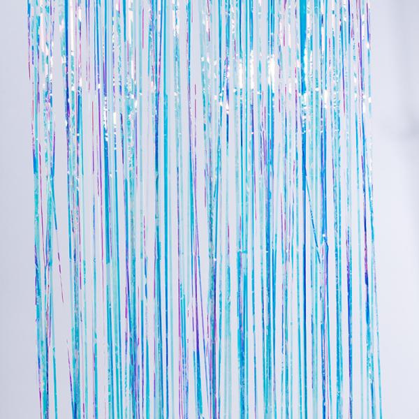 Blue Silver Fringe Backdrop 100x200cm Foil Fringe Backdrop Custom