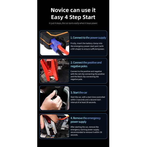 6000mAh - 24000mAh Battery Tire Inflator & Jump Starter With LED Flashlight SOS Light Battery Operated