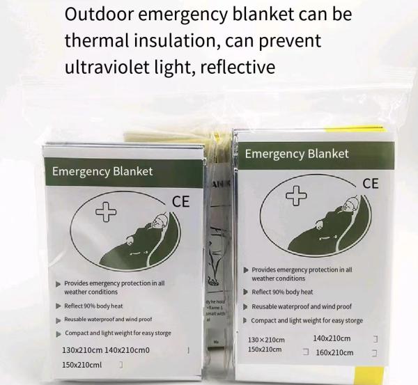 Emergency Blanket 160x210cm PET Film Gold Silver Survival First Aid