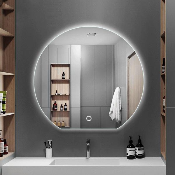 Customized LED Arched Bathroom Mirror Smart Touch Screen Vanity Mirror Anti Fog