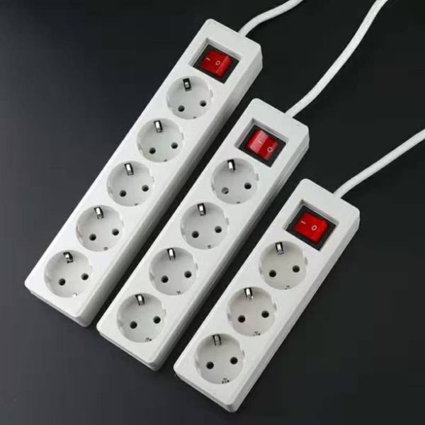CE Certificated EU Extension Socket Power Strip with 3x1.5mm Cable and Switch WIFI NO Standard EU 1 Meter Cable With Switch