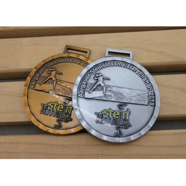 Round Soft Enamel 3D Gold Boxing Race Metal Medal With Neck For Promotional Gifts