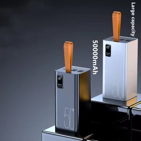 Mobile Wired Power Bank 30000mAh 50000mAh LED USB Fast Charging Portable Charger