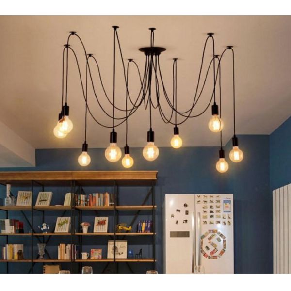 Retro Loft Industrial Chandelier Adjustable E27 Multi Head Lamps Restaurant metal lamp(WH-VP-225）
