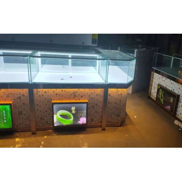 Custom Logo Commercial Sectional Furniture with Glass Display Cabinet and LED Lights