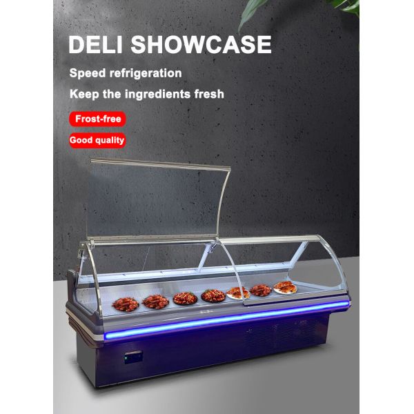 Supermarket Front Lifting Built-in Compressor Refrigerated Storage Cabinet Deli Showcase with LED Light