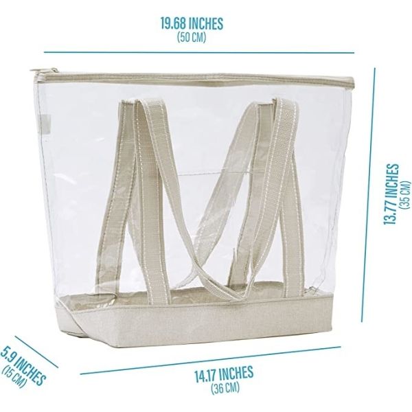 Clear Custom Shopping Bags Carrier Transparent PVC Tote Bag Stadium Outdoor Beach 14x5x13