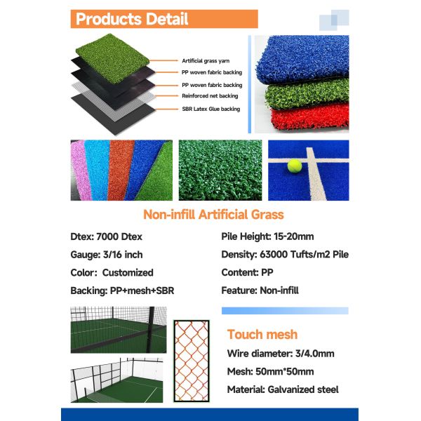 Waterproof Padel Tennis Court with Durable Net Fencing and Customized Colors