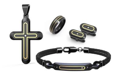 Woven Winding Leather Cross Pendant Bracelet Men Magnetic Snap Clasp Bracelet