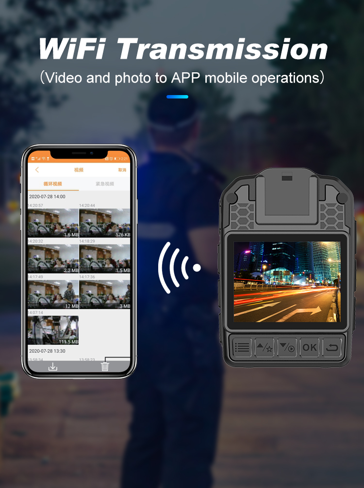 Mini 4K 2MP UHD High Relosution Body Worn Camera With Voice Alarm and 2M Drop Resistant WIFI Wearable Camera for Video Recording