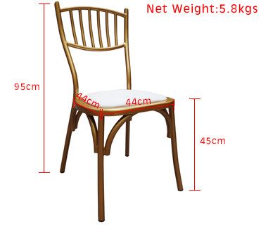 400kg Weight Capacity Gold Chiavari Chairs Wedding White Cushion 28x1.2mm Tube Size