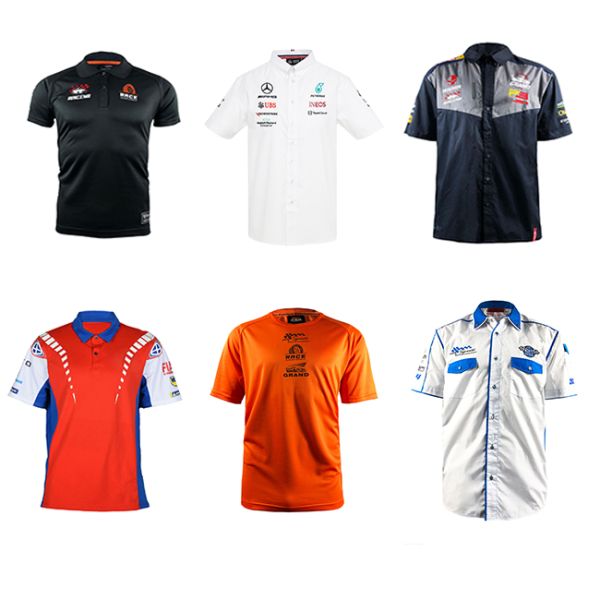Diseño de logotipo personalizado Camisetas de MotoGP de F1 bordadas Impresión de solicitud personalizada Impresión