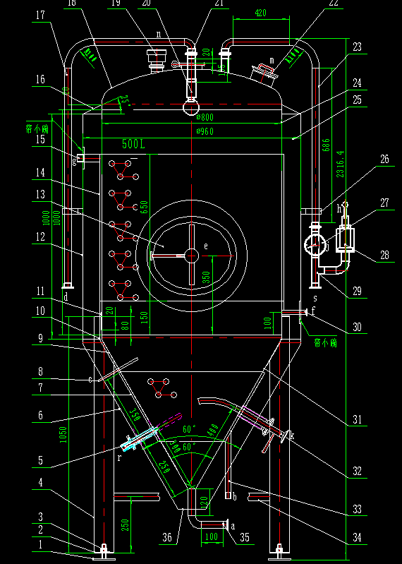 SS304 Beer Fermenter 500L Double Skin Pressure Tank