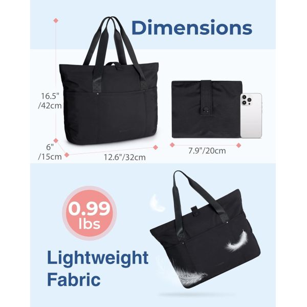 BAGSMART Tote Bag for Women, Foldable Tote Bag With Zipper Large Shoulder Bag Top Handle Handbag for Travel, Work