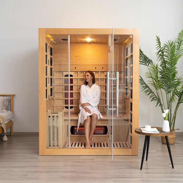 3 Person Bluetooth Compatible Wooden Steam Infrared Sauna For Home