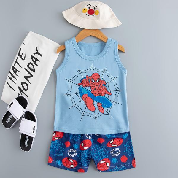 Thin Cartoon Printed Nightwear Pure Cotton skin friendly Vest Pj Set