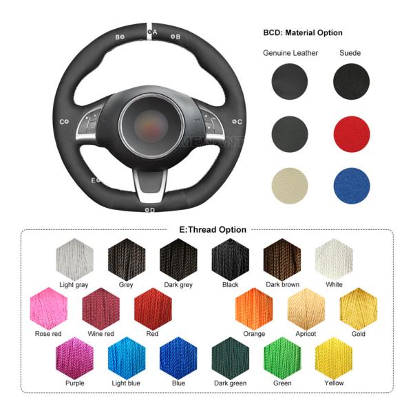 Custom Hand Sewing Black Soft Suede Steering Wheel Cover for Fiat Abarth 500 500C 595 595C GQ S 500C S Linea 2009 2016