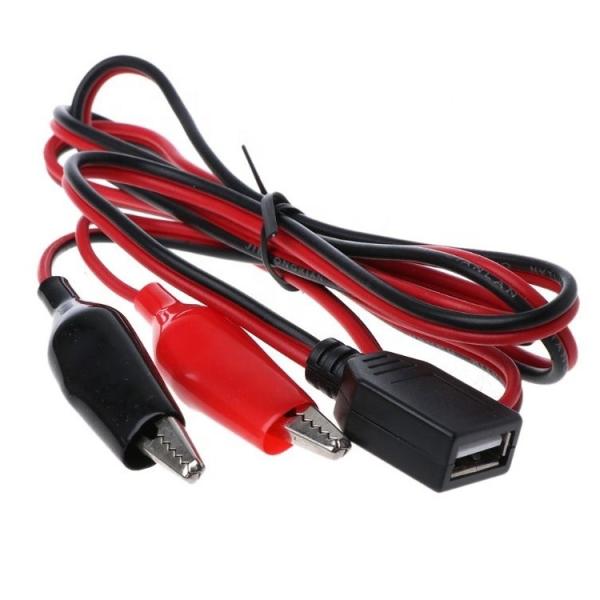 Crocodile Clamps Alligator Clip to USB A Female Test Wire Adapter Cable