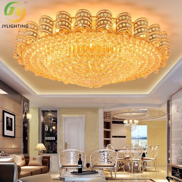 JYLIGHTING Lustre Européen de Luxe en Cristal Doré à LED pour Salons et Entrées, Lampe Suspendue