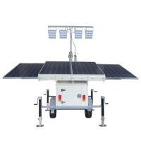 Torre de iluminação híbrida solar com painéis solares de 4 * 300W 4 * 200Ah Baterias para o deserto