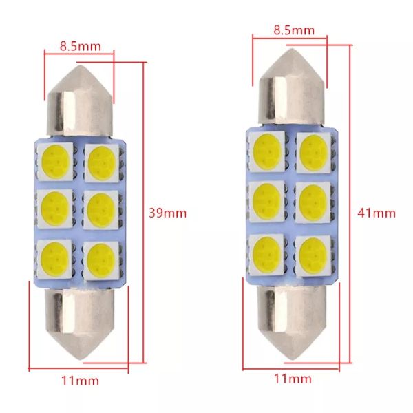 Bóveda interior DC blanco azul 12V 31m m del bulbo de lámpara de las luces del coche del adorno C5W 5050 6SMD LED 36m m 39m m 41m m