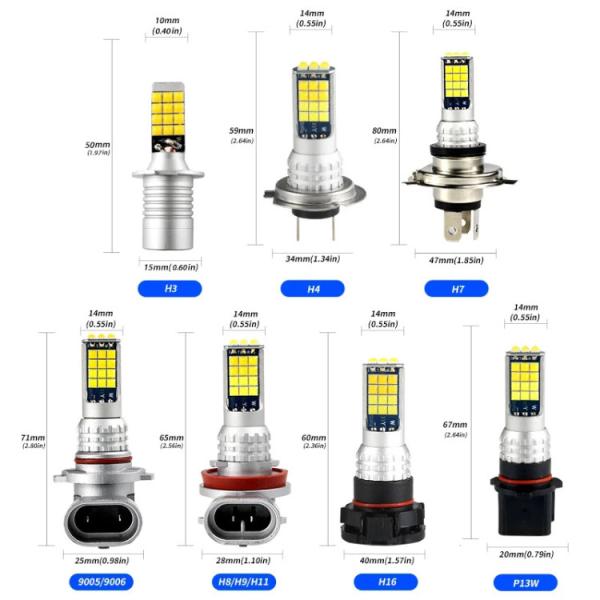 High Power Universal Automobile Fog Lights Two Color Light H11 9006 881 H3 H8 H7 3030