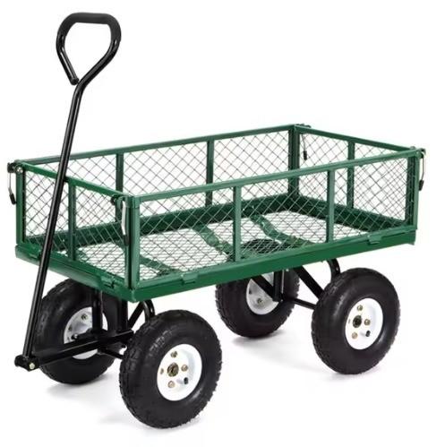 Portable Trolley Green Adjustable Folding Utility Wagon for Outdoor Camping Beach