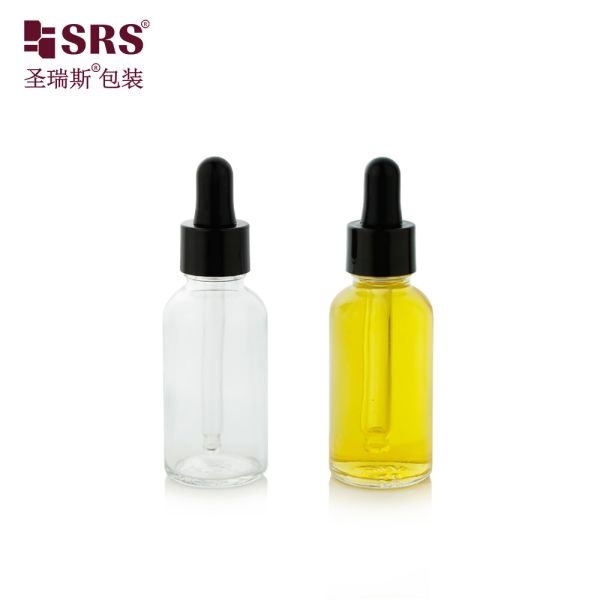 Fragrance Oil Empty Glass Dropper Bottles With Glossy Rubber Screw Cap