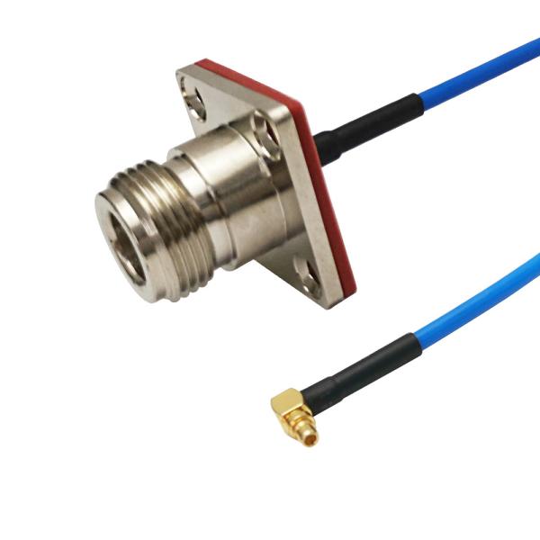4 cabo da montagem FAKRA SMA da flange do furo, cabo coaxial de 90 graus MMCX RF