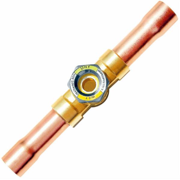Copper Sight Glass Indicator with High-Transparency Glass Window and Color-Changing Moisture Indicator for Refrigeration Systems