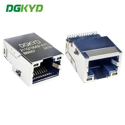 Connecteur réseau filtré intégré RJ45 1000/BASE-T SMD LCP Montage en surface Interface DGKYD211Q106AB1A7CBS057